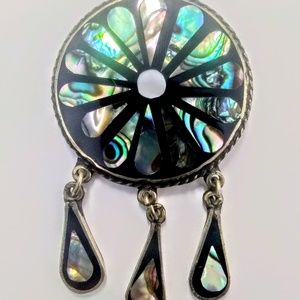 Alpaca Mexico Silver Enamel Brooch